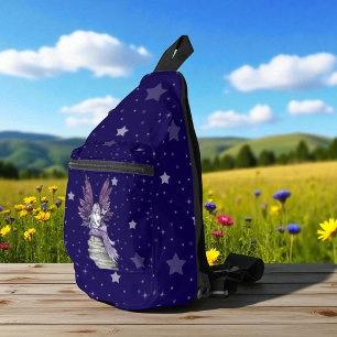 Paarse fee en vlinder sling bag