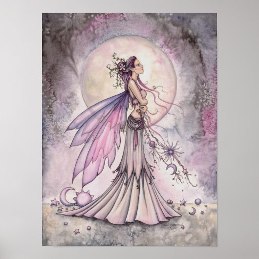 Paarse Fee Fantasy Kunst Illustratie Poster (Voorkant)