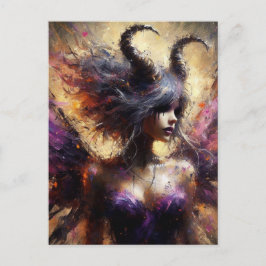 Paarse fee met horens Dark Fantasy Art Briefkaart