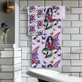 Paarse fee paddenstoel vlinders bad handdoek