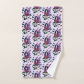 Paarse fee paddenstoel vlinders bad handdoek (Handdoek)