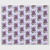 Paarse fee paddenstoel vlinders cadeaupapier (Vlak)