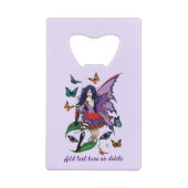 Paarse fee paddenstoel vlinders creditkaart flessenopener (Achterkant)