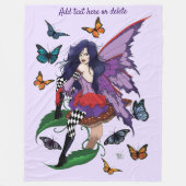 Paarse fee paddenstoel vlinders fleece deken (Voorkant)