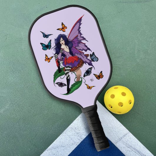 Paarse fee paddenstoel vlinders pickleball paddle