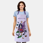 Paarse fee paddenstoel vlinders schort (Gedragen)