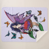 Paarse fee paddenstoel vlinders sherpa deken (Voorkant (horizontaal))