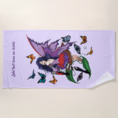 Paarse fee paddenstoel vlinders strandlaken (Voorkant)