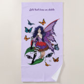 Paarse fee paddenstoel vlinders strandlaken (Voorkant)