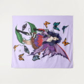 Paarse fee paddenstoel vlinders wandkleed (Voorkant (horizontaal))