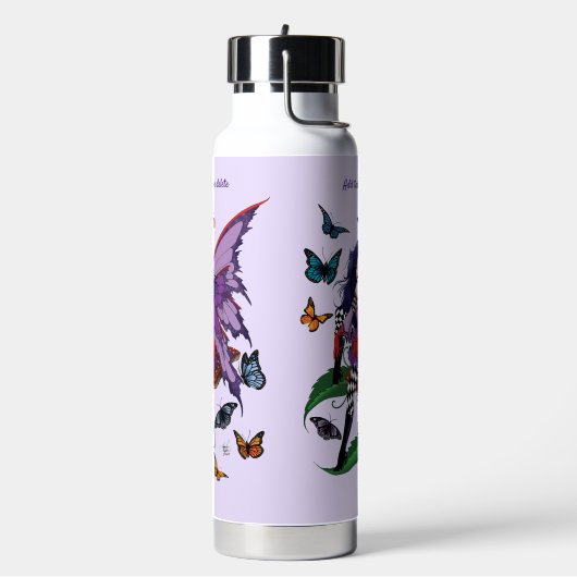 Paarse fee paddenstoel vlinders waterfles (Links)