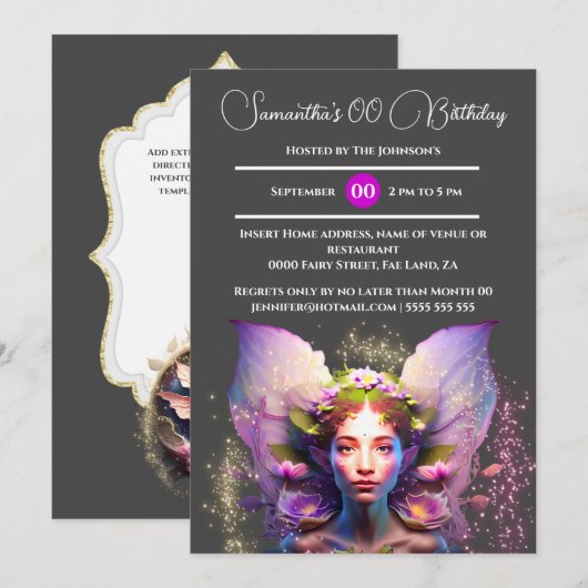 Paarse fee Pixie Princess betoverd sprookje Kaart (Voorkant / Achterkant)