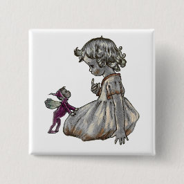 Paarse Fee Vierkante Button 5,1 Cm
