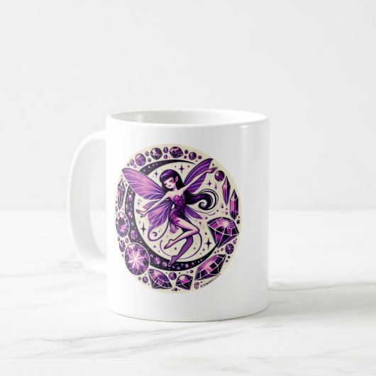 Paarse feeënafbeelding koffiemok (Voorkant links)