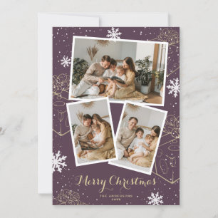 Paarse feestdag kerstcadeautjes fotokaarten feestdagenkaart