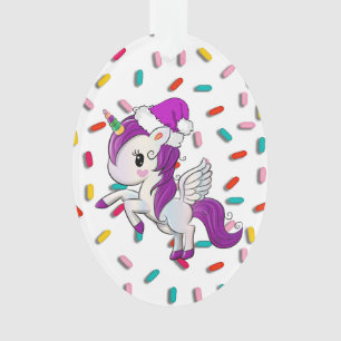 Paarse feestdag Unicorn en Sprinkles Kerstmis Ornament