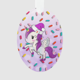 Paarse feestdag Unicorn en Sprinkles Kerstmis Ornament