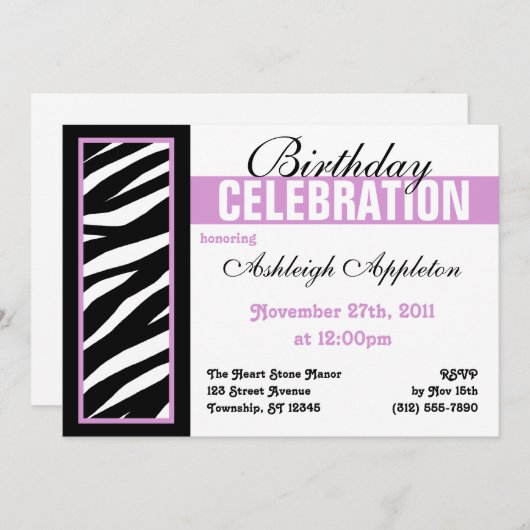 Paarse feestdagen met Zebra Print Side Kaart (Voorkant / Achterkant)