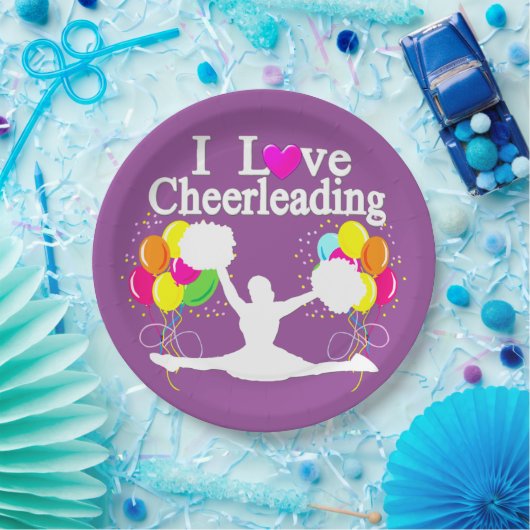 PAARSE FEESTELIJKE IK HOU VAN CHEERLEADERPAPIEREN  PAPIEREN BORDJE (Feest)