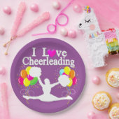 PAARSE FEESTELIJKE IK HOU VAN CHEERLEADERPAPIEREN  PAPIEREN BORDJE (Feest)