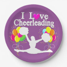 PAARSE FEESTELIJKE IK HOU VAN CHEERLEADERPAPIEREN 