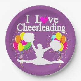 PAARSE FEESTELIJKE IK HOU VAN CHEERLEADERPAPIEREN  PAPIEREN BORDJE