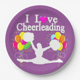 PAARSE FEESTELIJKE IK HOU VAN CHEERLEADERPAPIEREN  PAPIEREN BORDJE