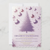 Paarse feestelijke kerst ornament exchange party kaart (Voorkant)