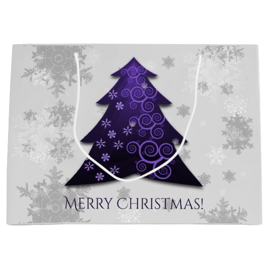 Paarse feestelijke kerstboom - cadeautas (Voorkant)