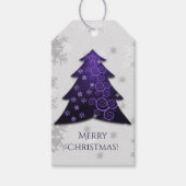 Paarse feestelijke kerstboom - Label met cadeaus Cadeaulabel (Voorkant)