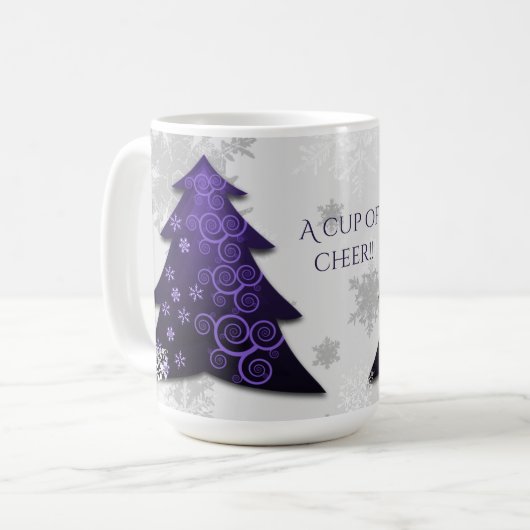 Paarse feestelijke kerstboomkoffie Mok (Voorkant links)