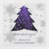 Paarse feestelijke kerstboomlabels labels (Design 1)