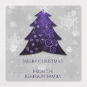 Paarse feestelijke kerstboomlabels labels (Design 2)