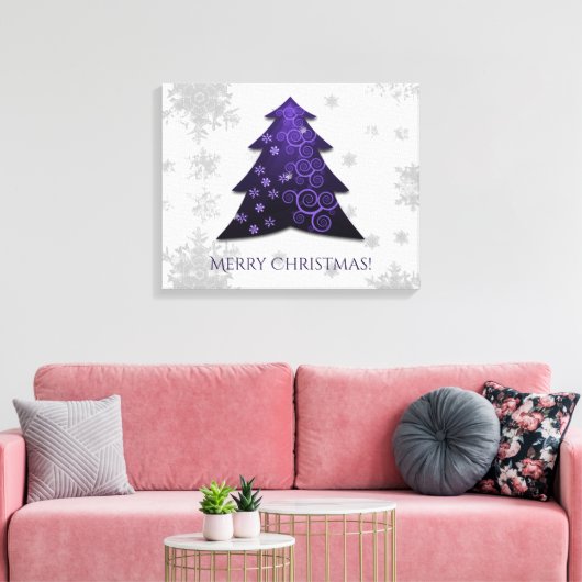 Paarse feestelijke kerstboomschilderdruk canvas afdruk (Insitu (Woonkamer))
