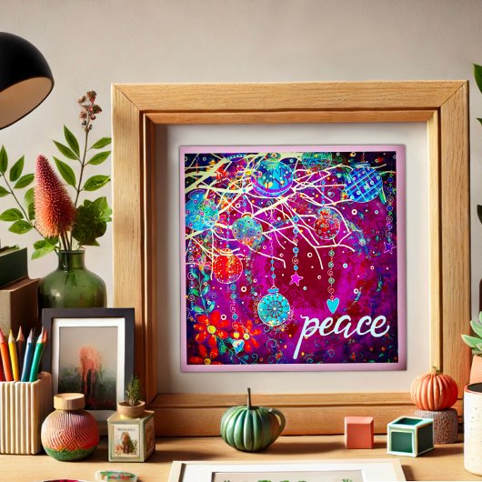  Paarse feestelijke kerstversieringen Vrede Poster