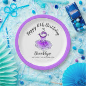 Paarse feestjurk meisjes 10e verjaardagsfeest papi papieren bordje (Feest)