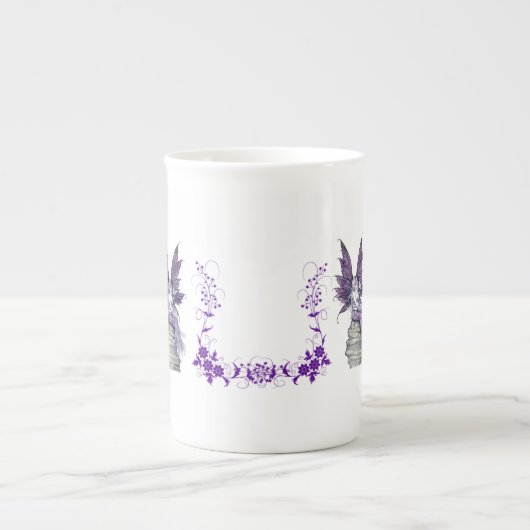 Paarse feiale traacup porselein kop (Voorkant)