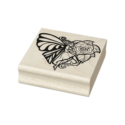 Paarse feiharde Roos Fairies Gardening Heart Rubberstempel (Stempel)