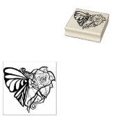 Paarse feiharde Roos Fairies Gardening Heart Rubberstempel (Gestempeld)