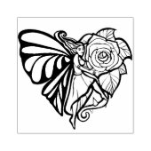 Paarse feiharde Roos Fairies Gardening Heart Rubberstempel (Afrduk)