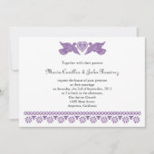 Paarse Felicidades Tortelduifjes Papel Picado Kaart (Voorkant)