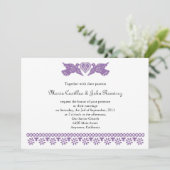 Paarse Felicidades Tortelduifjes Papel Picado Kaart (Staand voorkant)