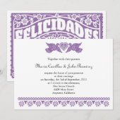 Paarse Felicidades Tortelduifjes Papel Picado Kaart (Voorkant / Achterkant)