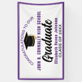 Paarse felicitaties afgestudeerde aangepaste feest spandoek (Verticaal)