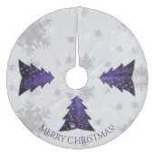 Paarse Festieve Kerstboom Rok Fleece Kerstboom Rok (Voorkant)