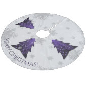 Paarse Festieve Kerstboom Rok Fleece Kerstboom Rok (Gekanteld)