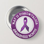 Paarse fibromyalgie Bewustheid Maand Ribbon Button (Voorkant /achterkant)