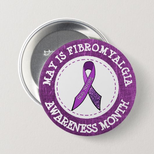 Paarse fibromyalgie Bewustheid Maand Ribbon Button (Voorkant /achterkant)