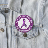 Paarse fibromyalgie Bewustheid Maand Ribbon Button (In situ)