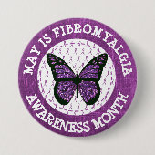 Paarse fibromyalgie Bewustheid Maand Ribbon Button (Voorkant)